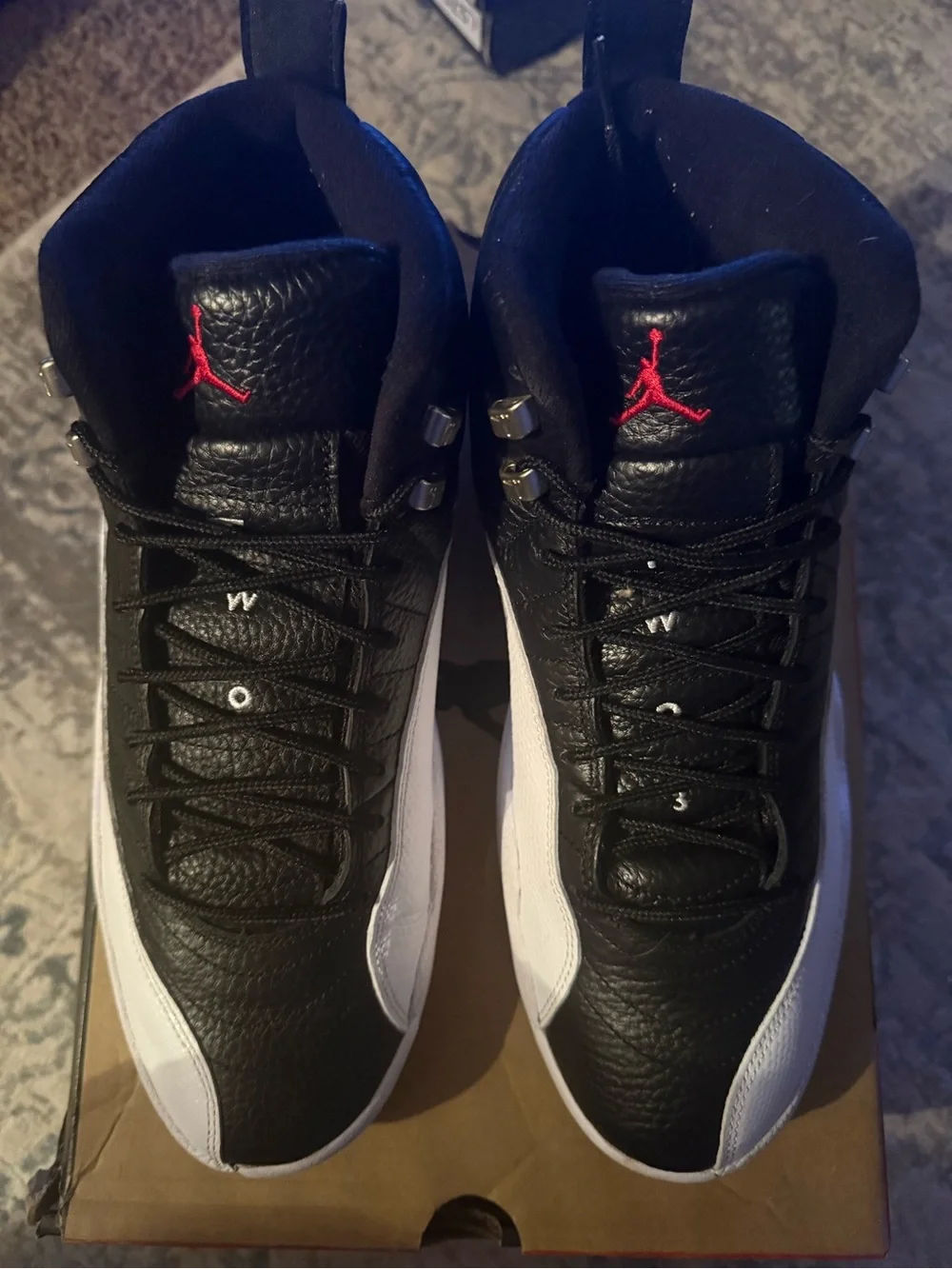 Jordan 12 Retro Playoffs - Black and White Retro High-Top Basketball Sneakers